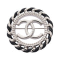 CHANEL CC Circle Brooch · Leather