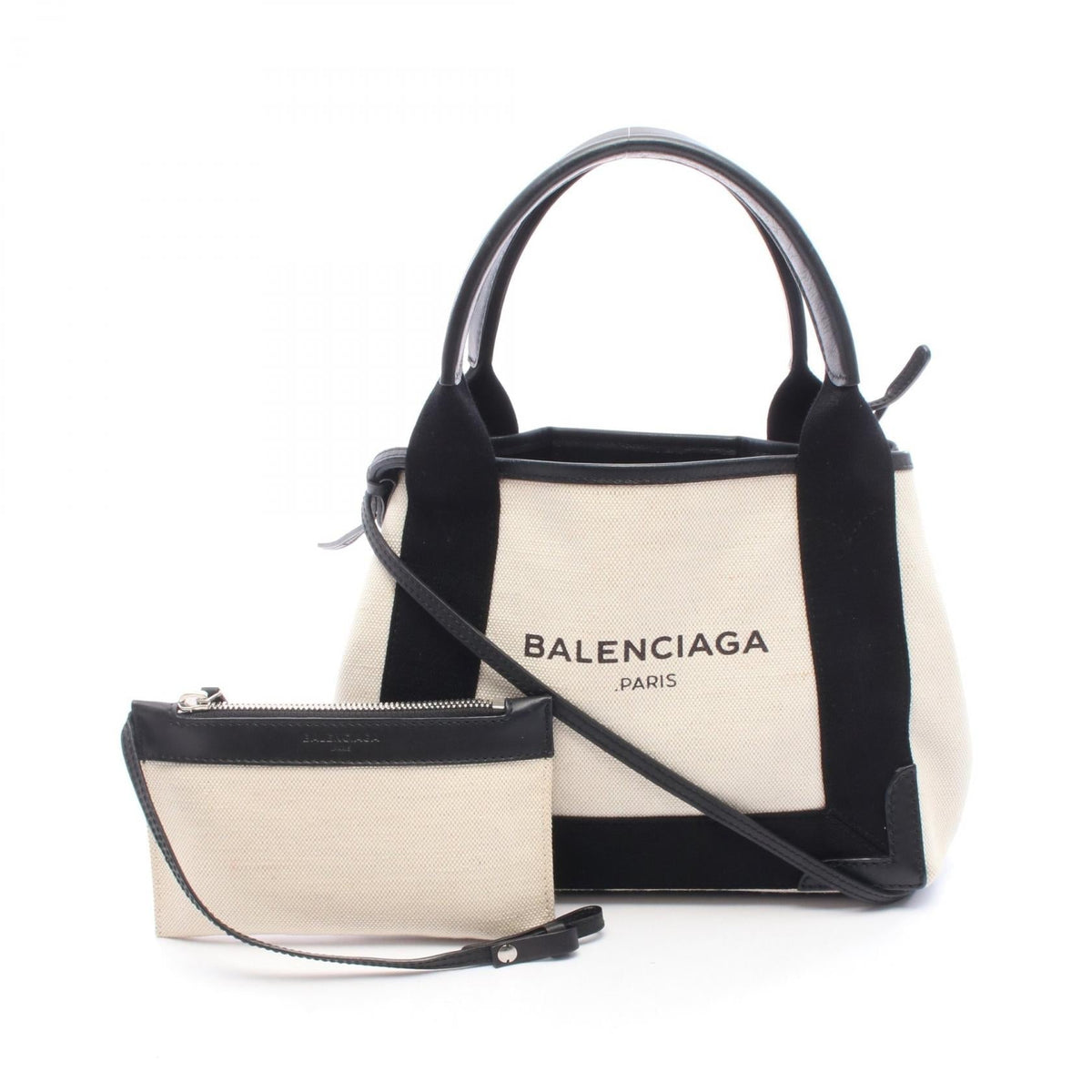 Balenciaga Navy Cabas XS · Canvas Leather
