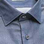 Hank Slim Medium Collar Shirt // Navy + White