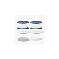 8 Piece Set (6.55 Cup / 52.4Oz) Round Glass Storage Containers With Lids, Grey