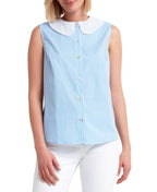 H Halston Sleeveless Lace Collar Blouse