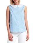H Halston Sleeveless Lace Collar Blouse