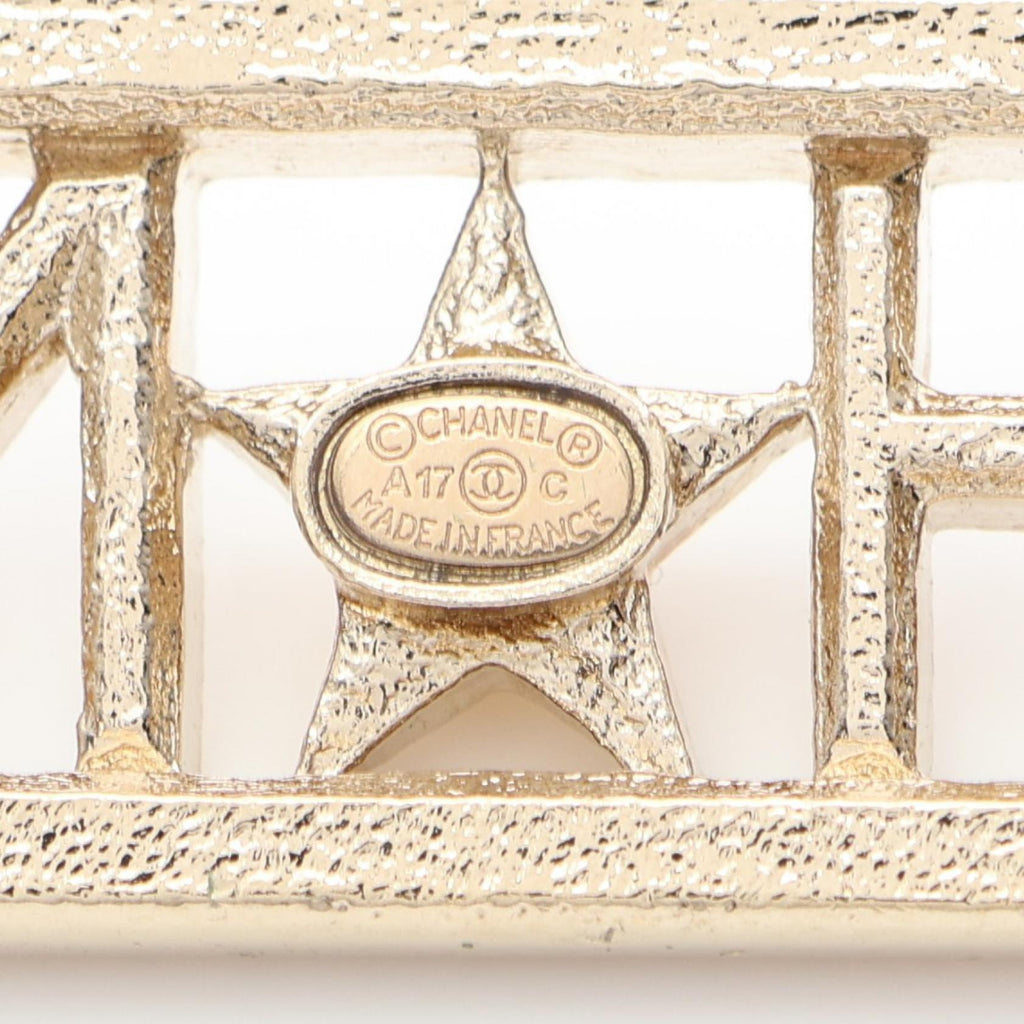 CHANEL Logo Brooch · Crystal Pavé