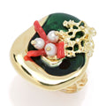 Graziella 23K Gold Plated Electroform Cultured Pearl Sea Life Ring