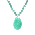 Far East Jewelry Carved Tiger Jade Pendant w/ Jade Bead Necklace