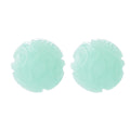 Far East Jewelry Sterling Silver 12mm Carved Dyed Jade Bead Stud Earrings
