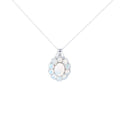 Gem Treasures 10x8mm Ethiopian Opal & White Zircon Pendant w/ Chain