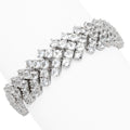 Platinum Plated "Hollywood" 49.00ctw White Topaz Multi Row Chevron Bracelet