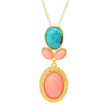 Elemental Gems Salmon Coral & Blue Mohave Turquoise Pendant w/ Chain