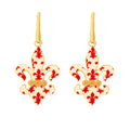 Toscana Italiana "Flora Carta" Printed Paper & Enamel Fleur-De-Lis Earrings