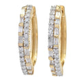 Diamond Treasures 0.35ctw Tapered Baguette & Round Diamond Hoop Earrings