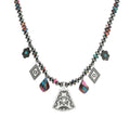 Southwest Elements "Statements" Purple Dahlia Kingman Turquoise Charm Necklace
