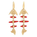 Bello Italiano 18K Gold Plated Coral Fish 2.5" Drop Earrings