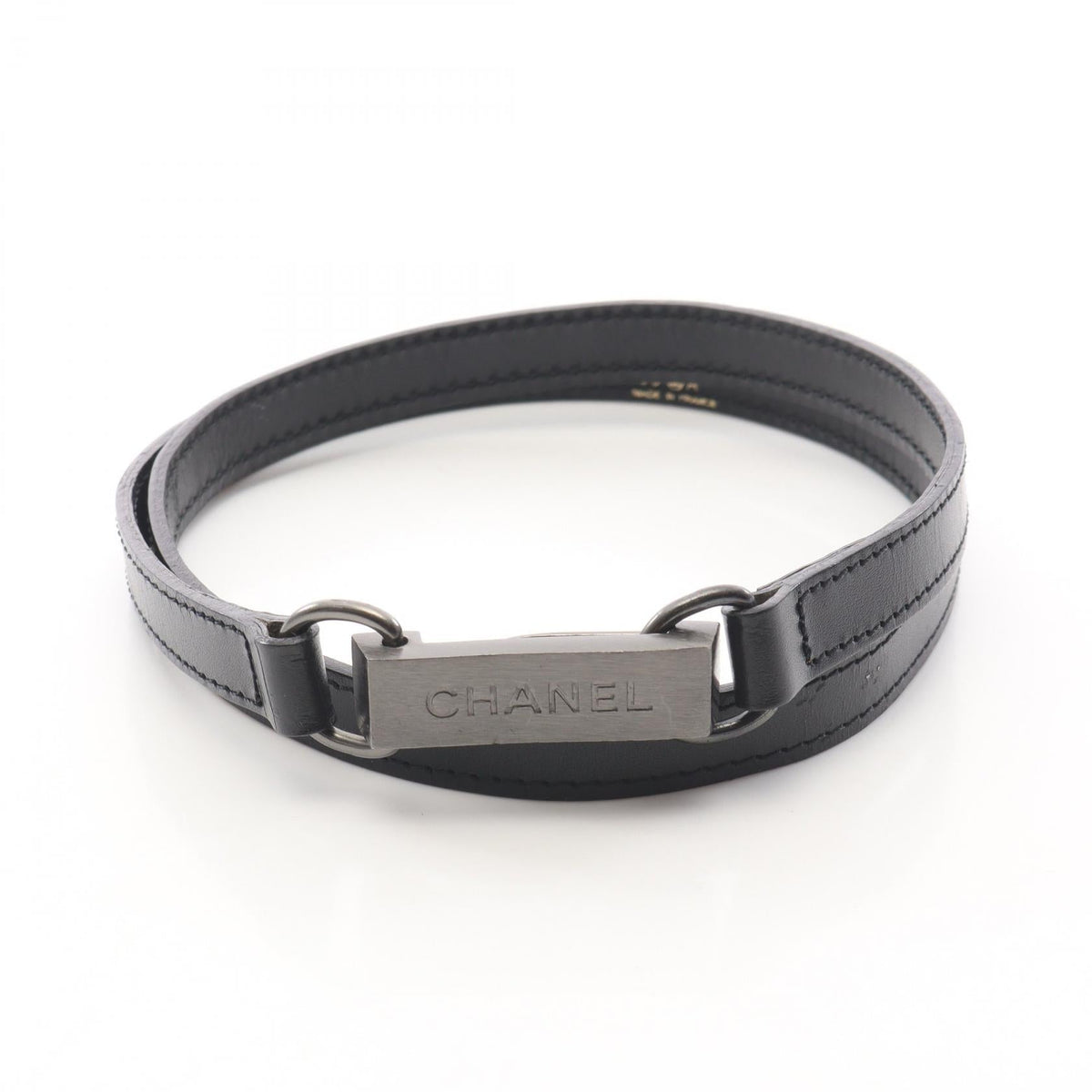 CHANEL Logo Plate Belt · Leather