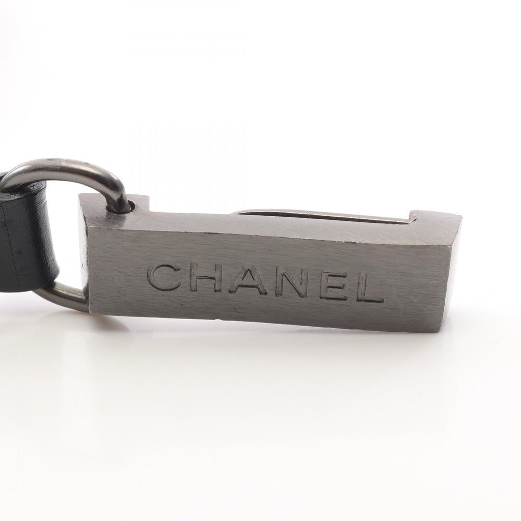CHANEL Logo Plate Belt · Leather