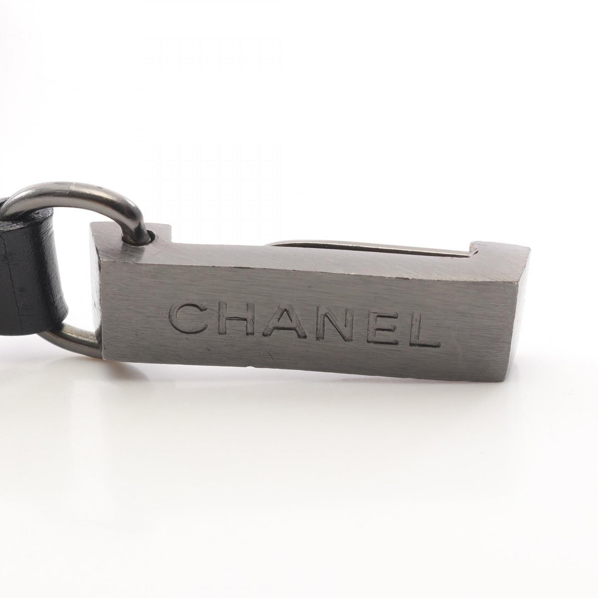 CHANEL Logo Plate Belt · Leather