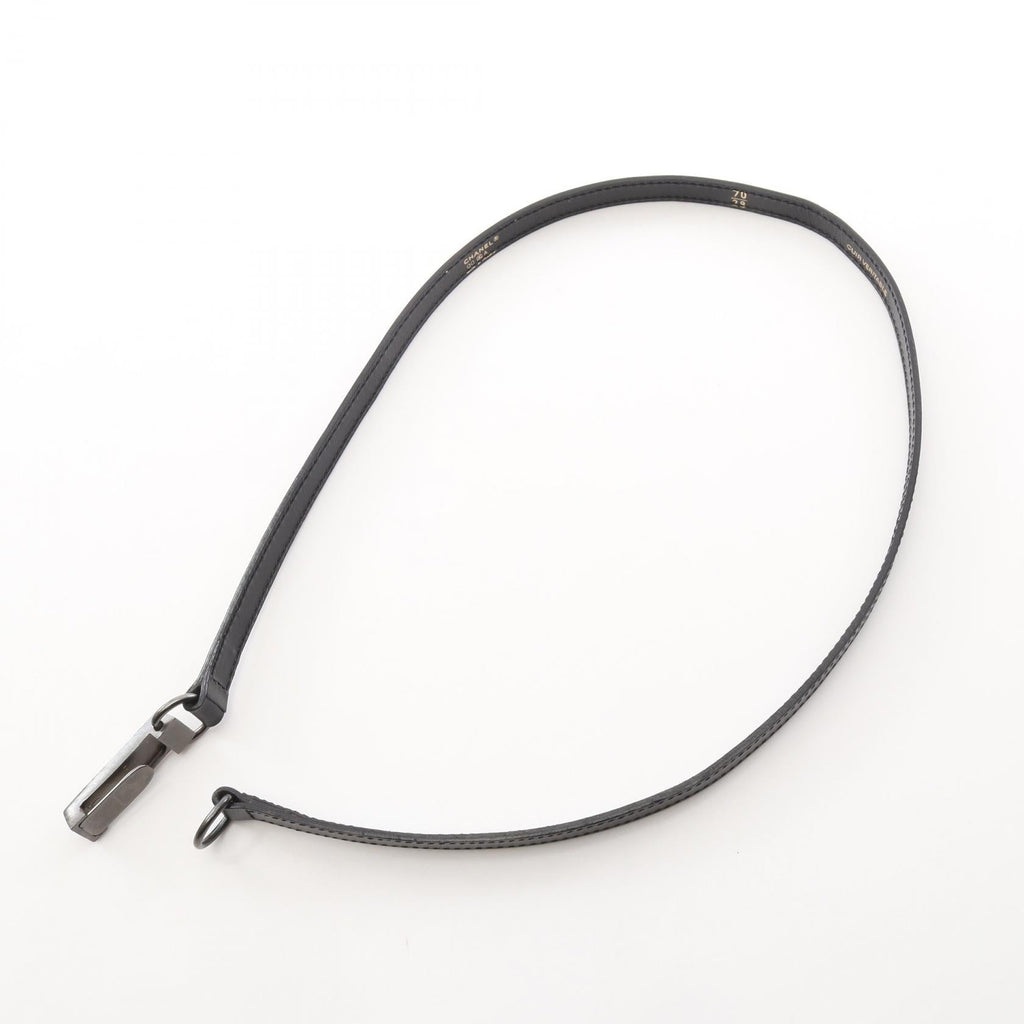 CHANEL Logo Plate Belt · Leather