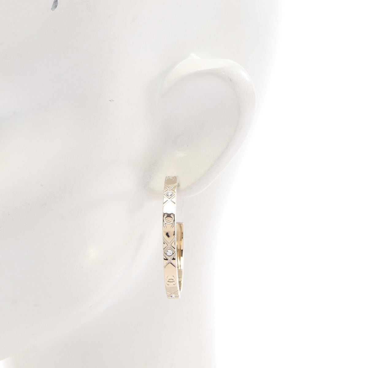 CHANEL COCO Hoop Earrings · Rhinestone