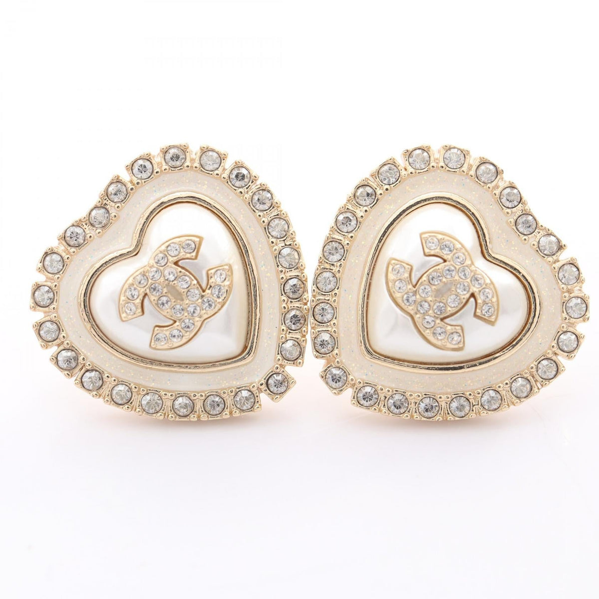 Chanel COCO Mark · Heart Earrings · Pearl