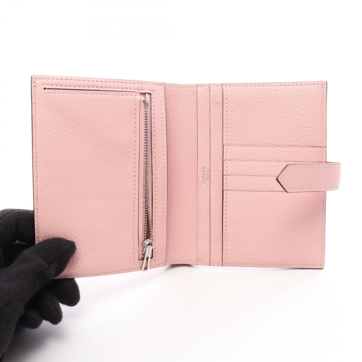 Hermès Bearn Compact · Chèvre · Rose Sakura