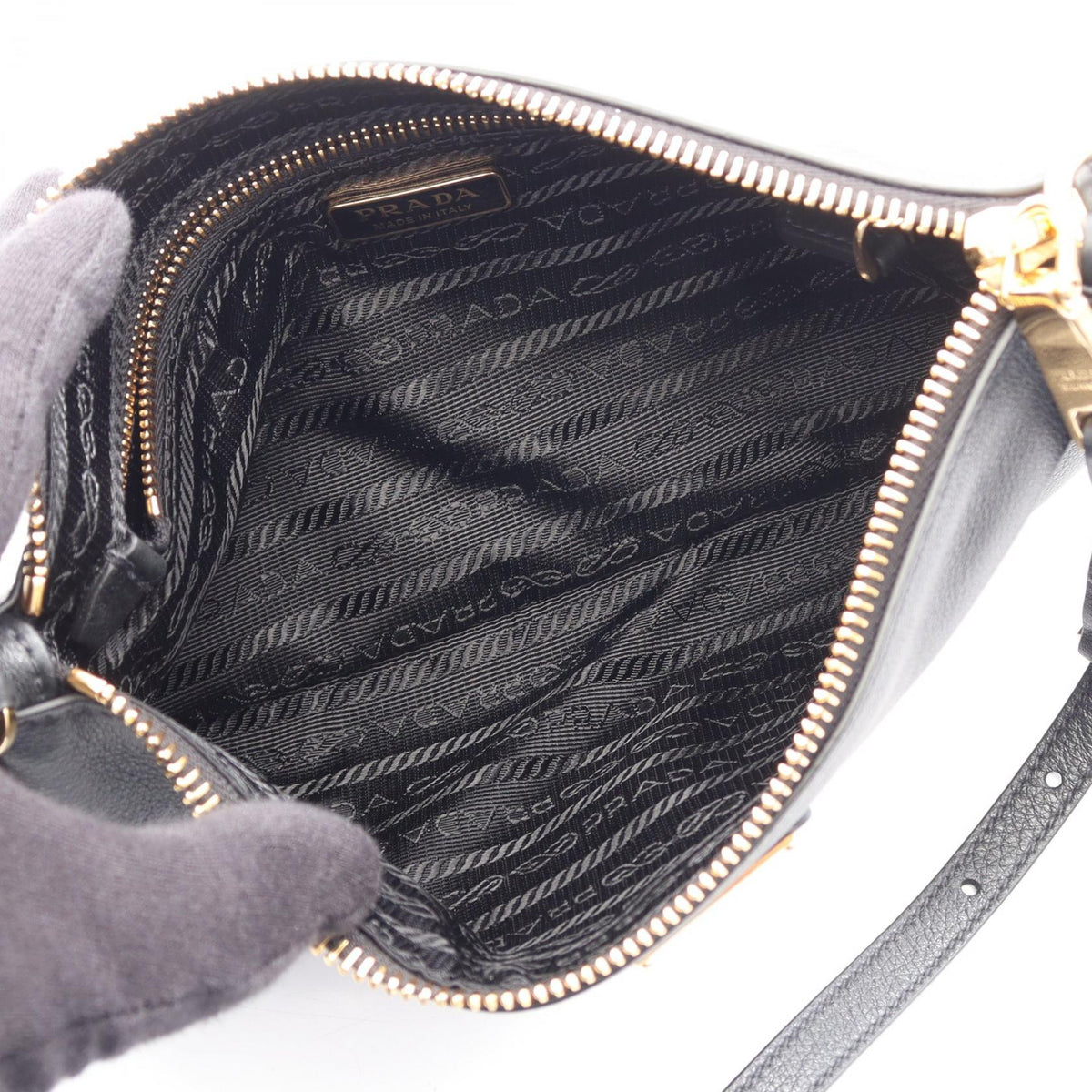 PRADA Triangular Plate Shoulder Bag · Leather