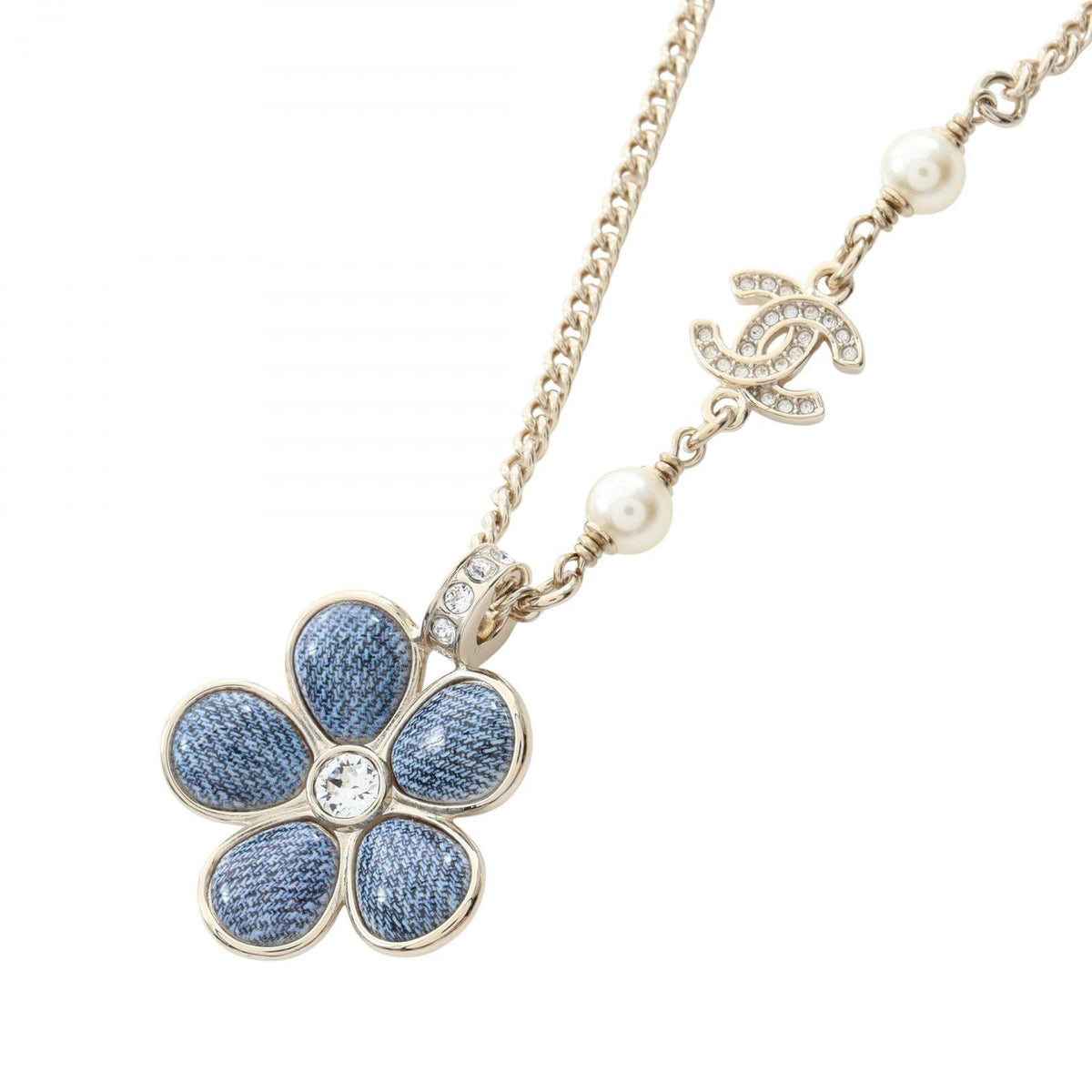 Chanel Denim Flower · Pearl & Rhinestone