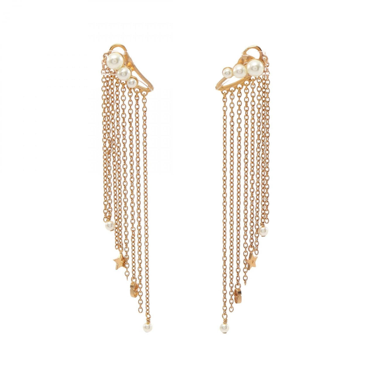 Dior · Pearl Chain Earrings · Gold Plated