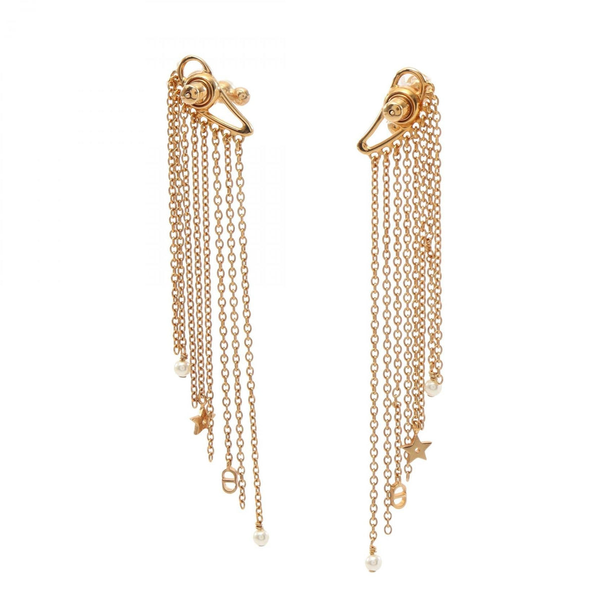 Dior · Pearl Chain Earrings · Gold Plated