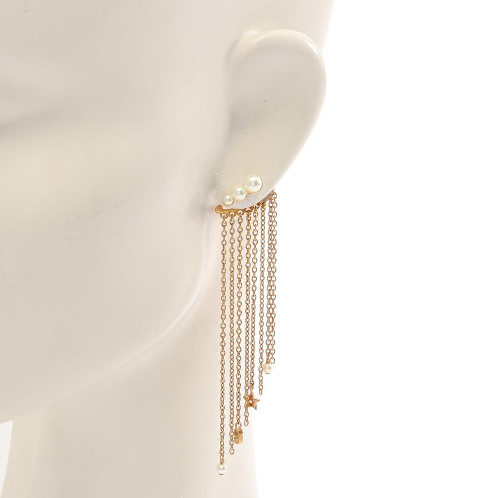 Dior · Pearl Chain Earrings · Gold Plated