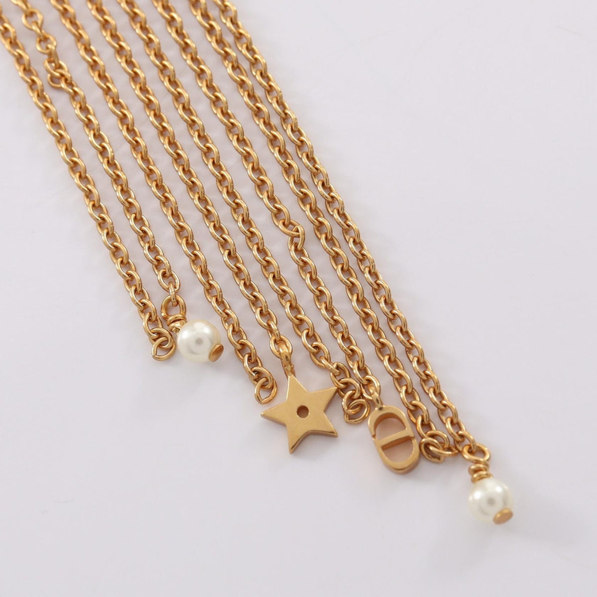 Dior · Pearl Chain Earrings · Gold Plated