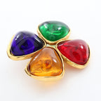 CHANEL Coco CC Clip Earrings · Colored Stone
