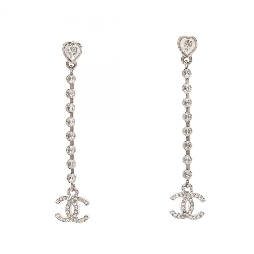 Chanel Coco Mark · Heart Rhinestone Earrings