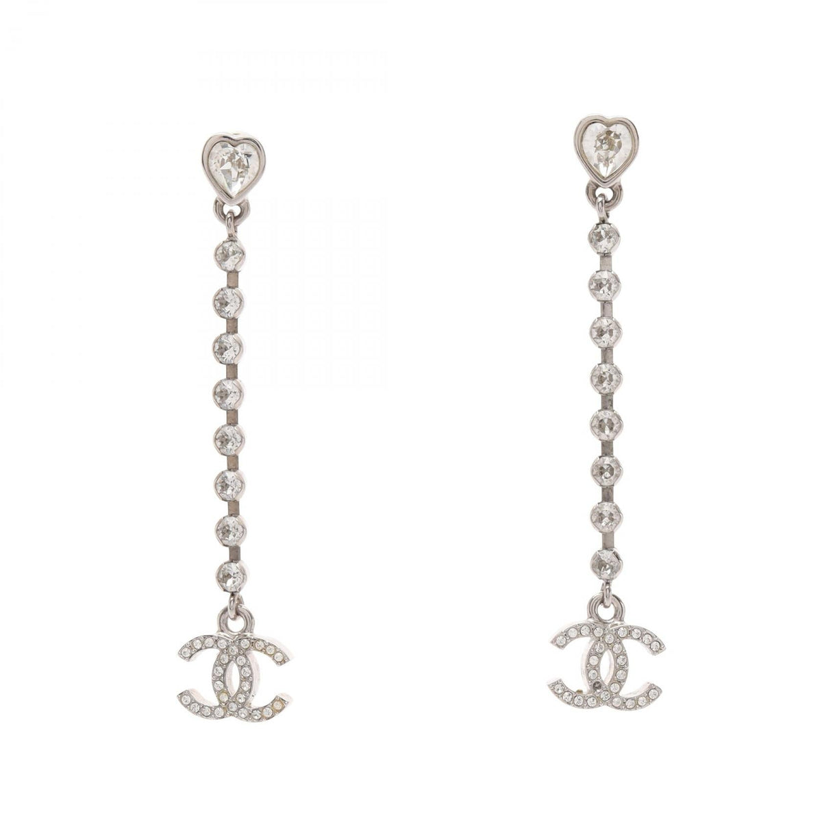 Chanel Coco Mark · Heart Rhinestone Earrings