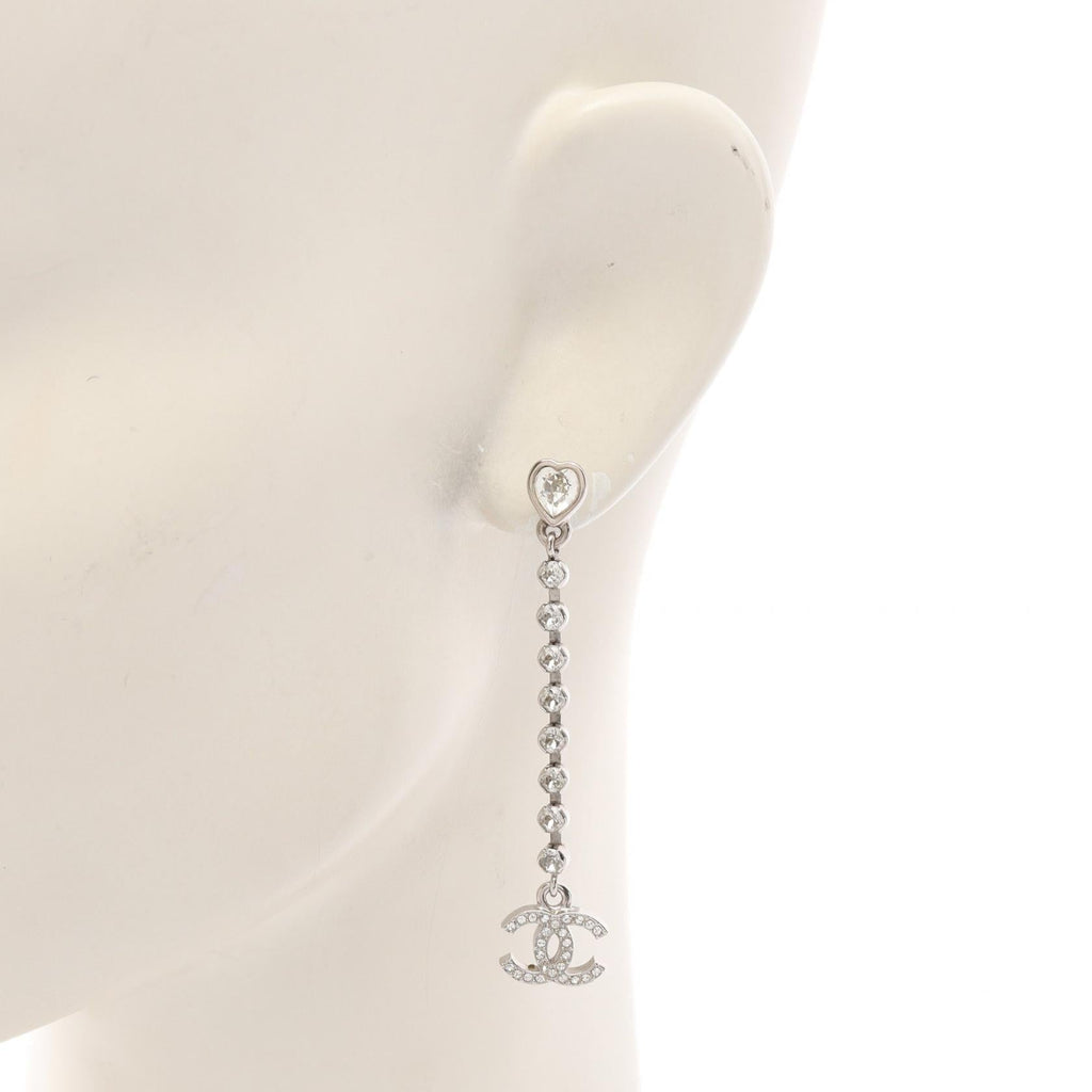 Chanel Coco Mark · Heart Rhinestone Earrings