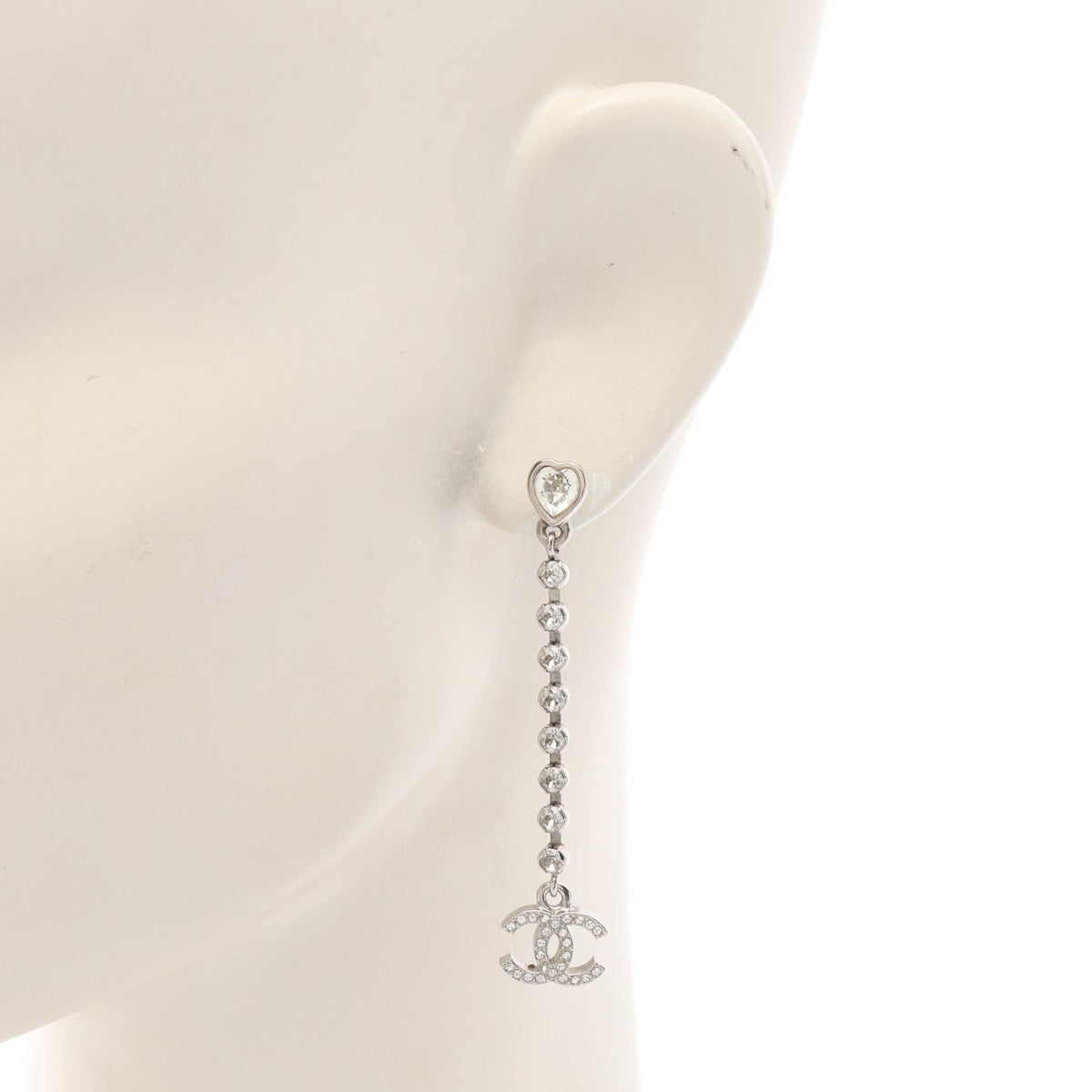 Chanel Coco Mark · Heart Rhinestone Earrings