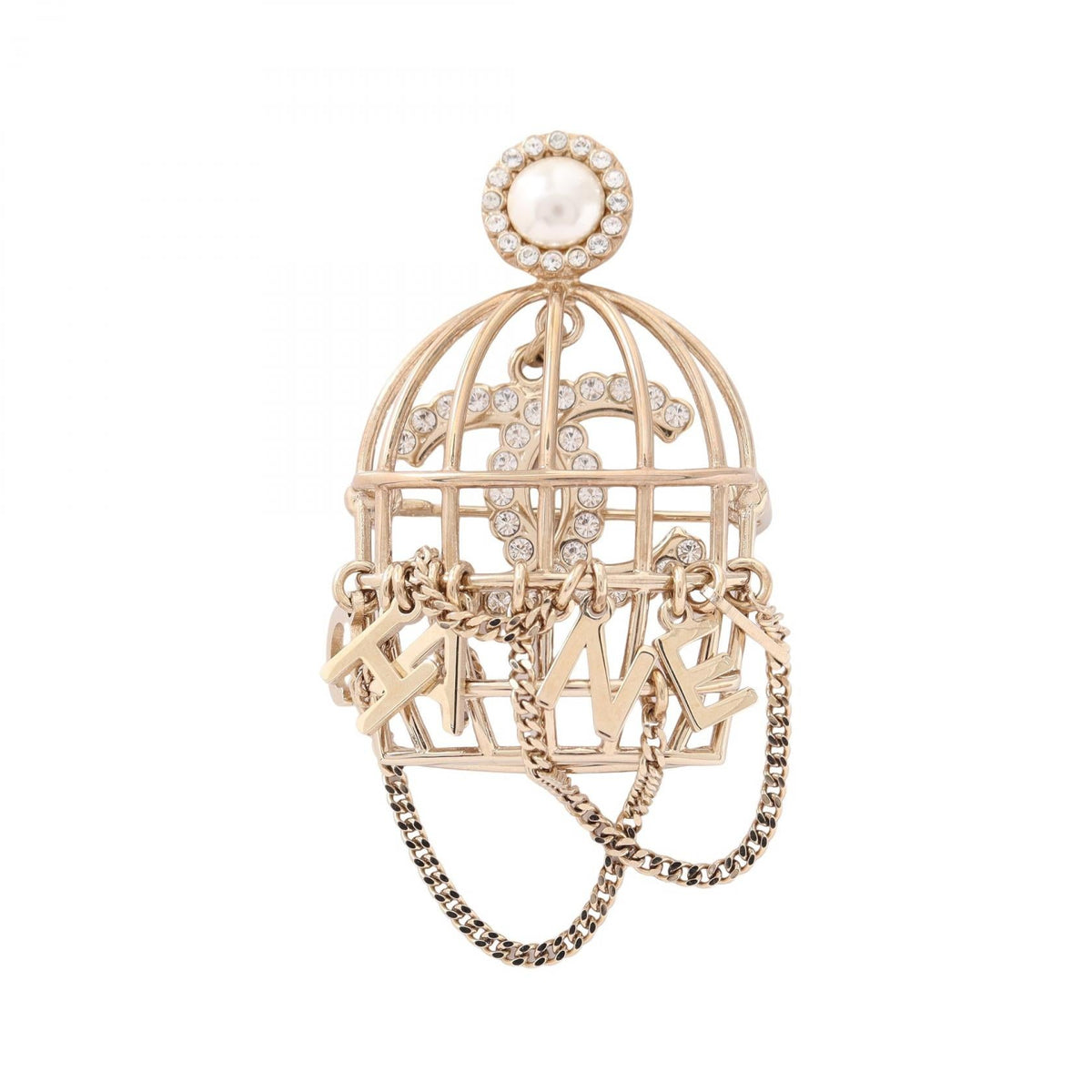 Chanel Birdcage Brooch · Pearl & Rhinestone