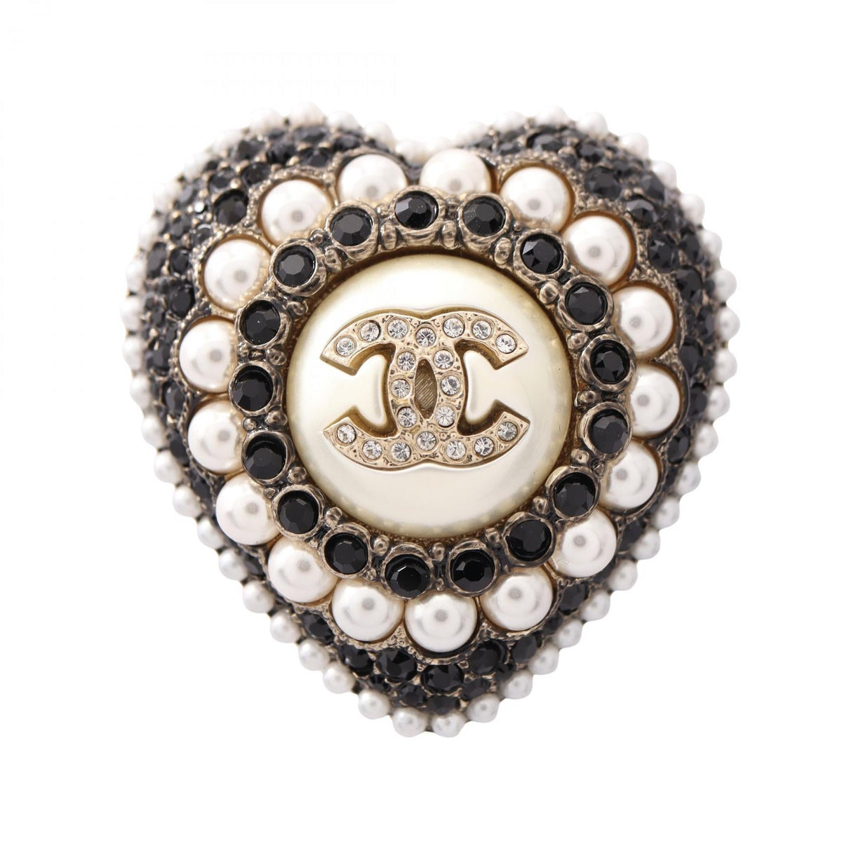 CHANEL COCO Heart Brooch · Pearl · Gold Plated