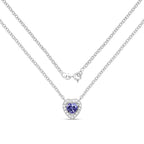 0.55 Carat Genuine Tanzanite and White Topaz .925 Sterling Silver Necklace