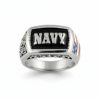 SK1835 Ladies Or Men's Navy Ring Enameled American Flag Stainless Steel Military Jewelry