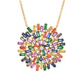 "Color Crush" Gold or Platinum Plated Simulated Gemstone Pendant w/ Chain