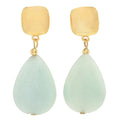 Kenneth Jay Lane Gold Plated Amazonite 1.75" Teardrop Earrings