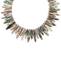Far East Jewelry Hand Strung Graduated Abalone Strip Toggle Clasp Necklace
