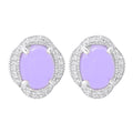 Far East Jewelry Choice of Color Jade & White Topaz Halo Stud Earrings