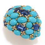 MUSE 18K Vermeil Sleeping Beauty Turquoise, Kyanite & Zircon Dome Ring