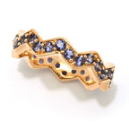 MUSE 18K Gold Plated Polished Choice of Gemstone Chevron Stack Band Ring
