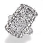 MUSE Sterling Silver 18x9mm Drusy & White Zircon Elongated Ring