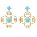 Claire Vessot Designs Sleeping Beauty Turquoise & Gem Geometric Earrings