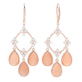 Claire Vessot Designs Peach Moonstone & White Topaz Chandelier Earrings