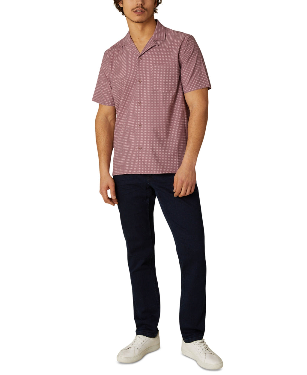 DKNY Men's Hertford Geo Print Camp Shirt