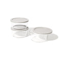 6 Piece Set (4 Cup / 32Oz) Round Glass Storage Containers With Lids, Grey
